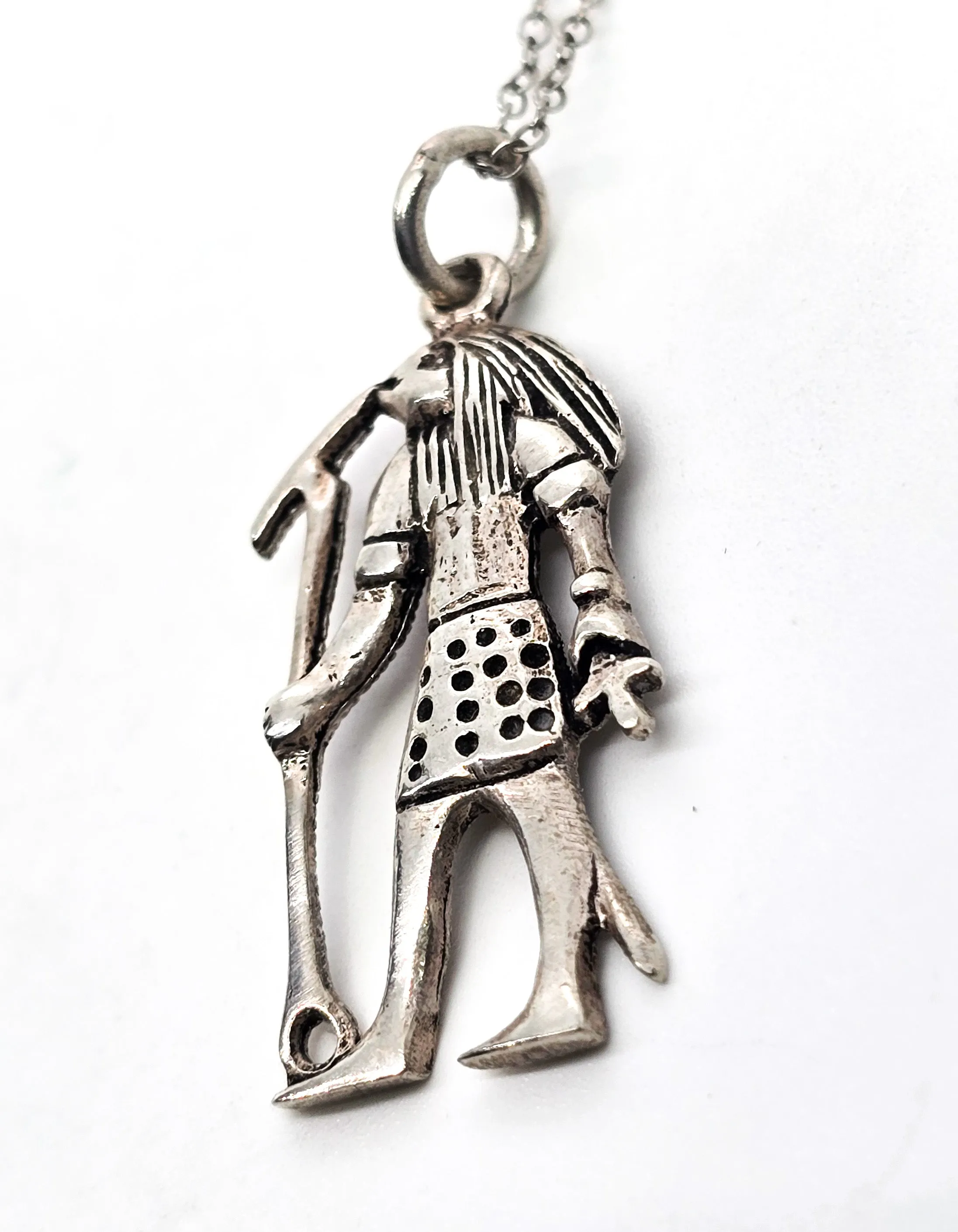 Horus Egyptian God figural sterling silver pendant necklace