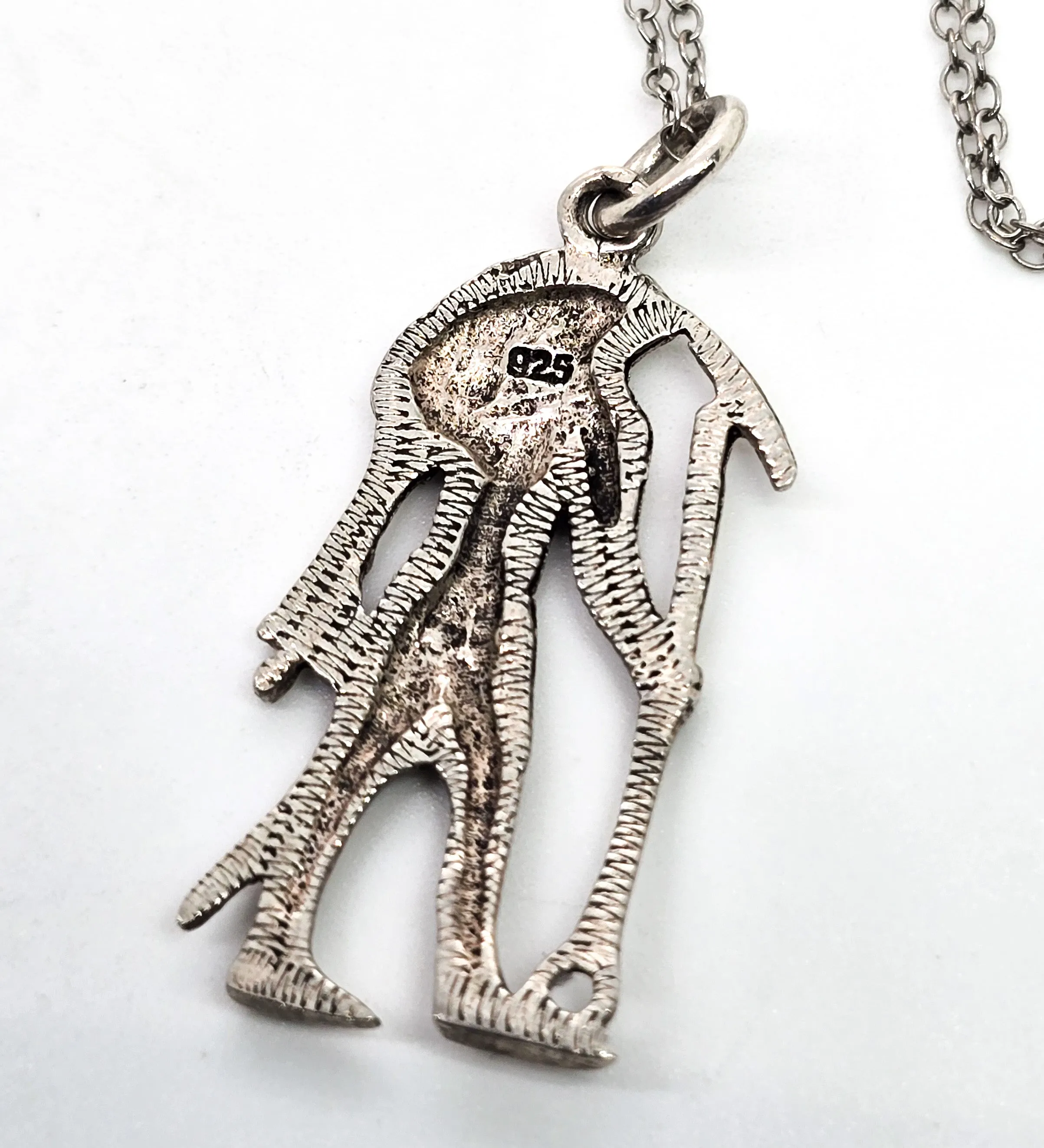 Horus Egyptian God figural sterling silver pendant necklace