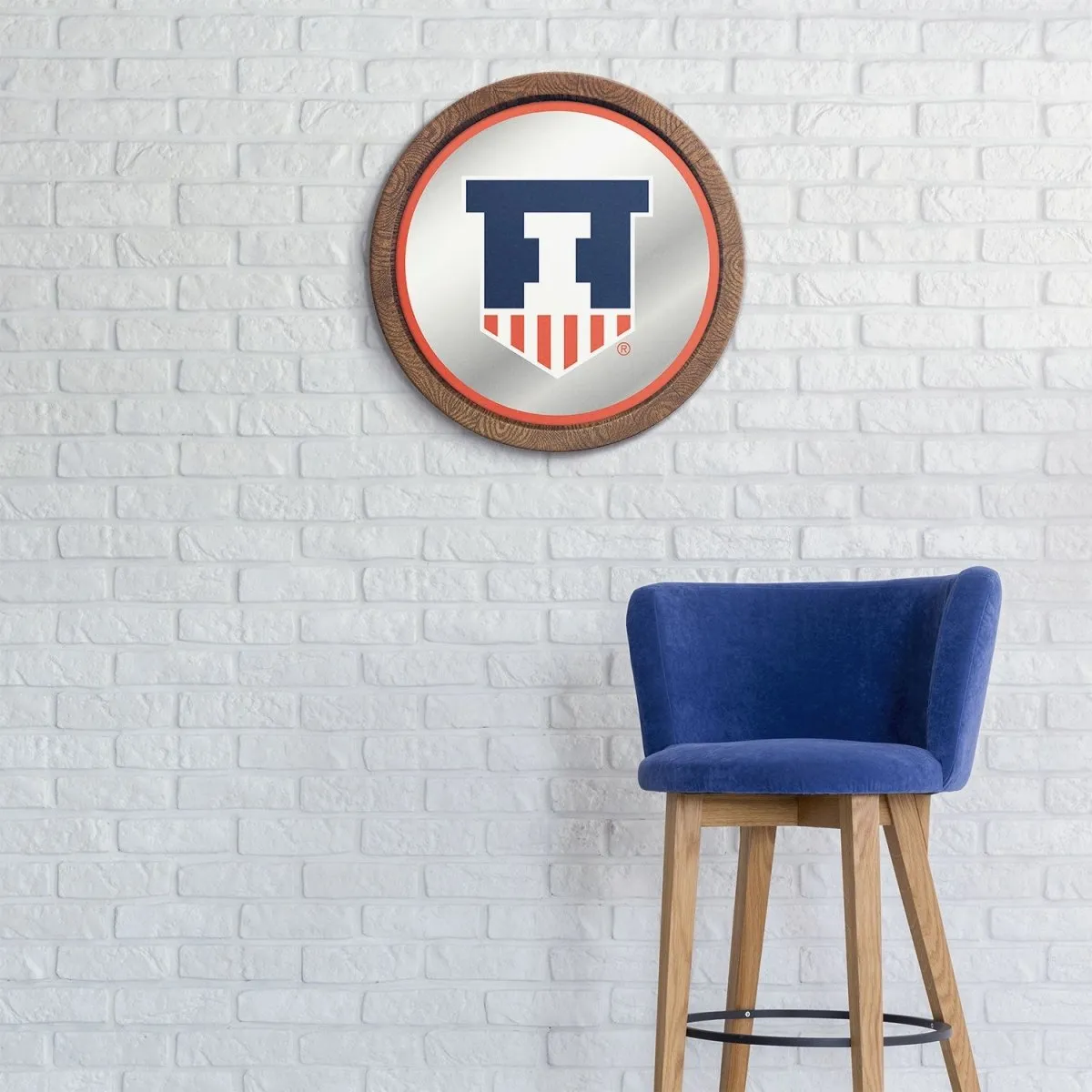 Illinois Fighting Illini: Badge - Mirrored Barrel Top Mirrored Wall Sign