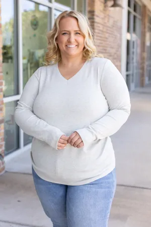 IN STOCK Leah Long Sleeve Top - Light Grey