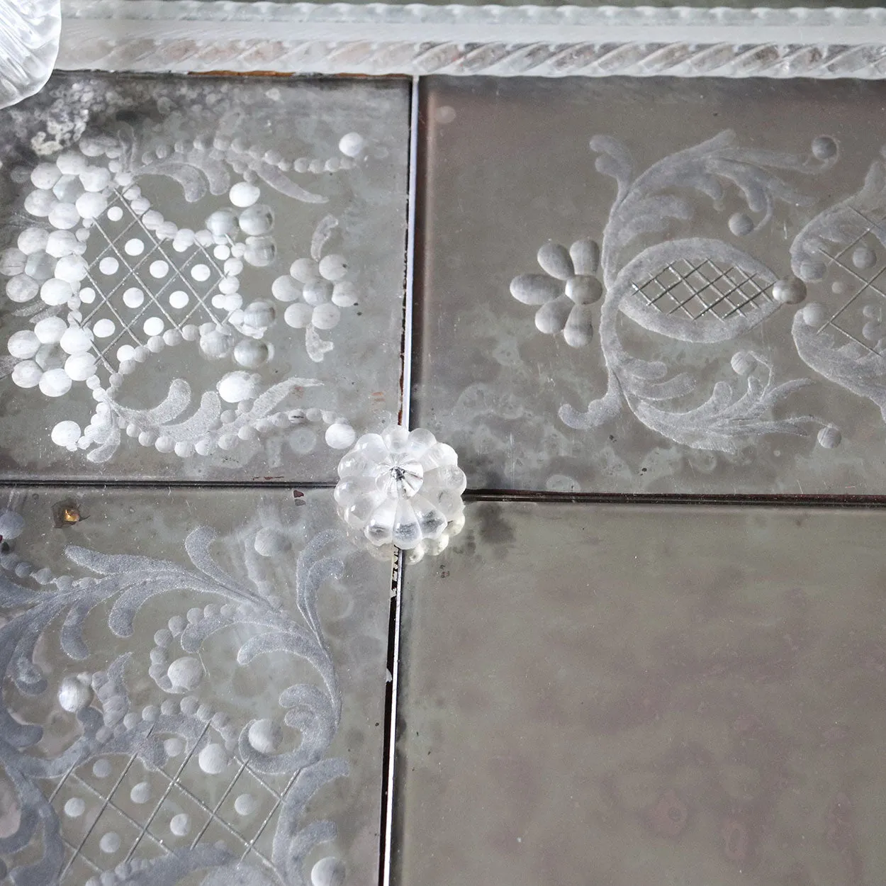 Italian Venetian Murano Etched and Blown Glass Rectangular Wall Mirror