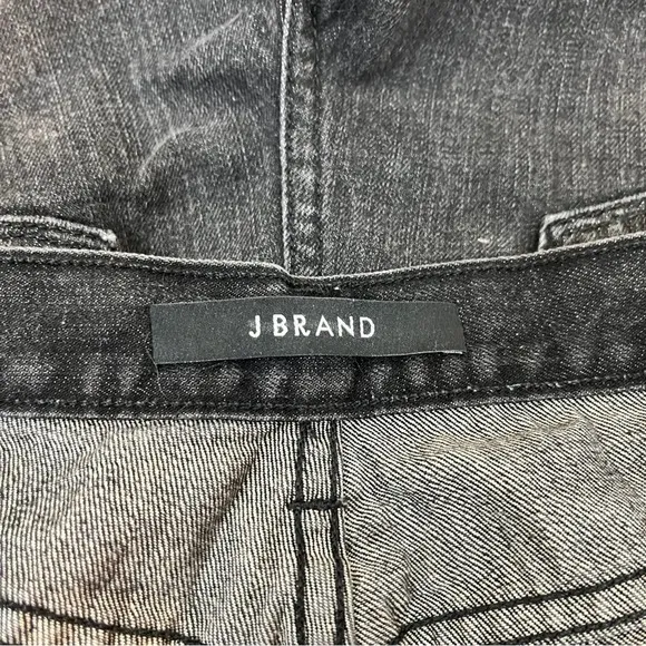 J BRAND Black Denim Grunge Fringe Cut Off Shorts Size 29 Midrise Distressed
