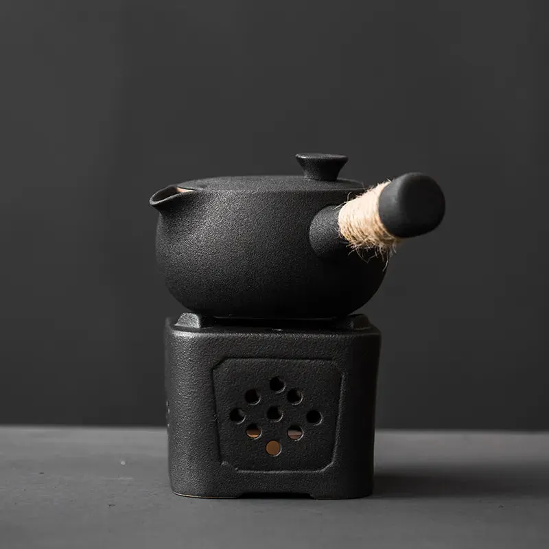 Japanese Style Rough Pottery Side Handle Teapot