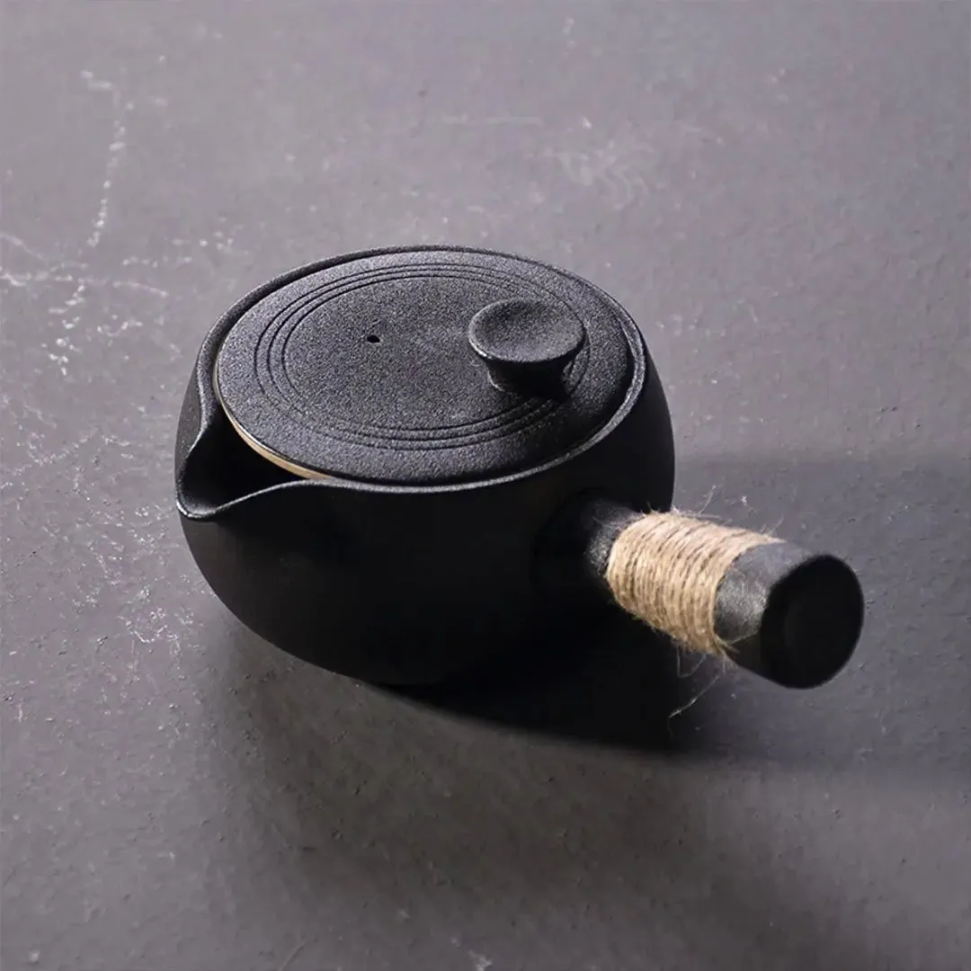 Japanese Style Rough Pottery Side Handle Teapot