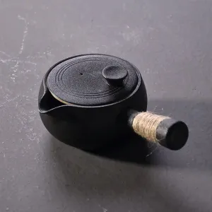 Japanese Style Rough Pottery Side Handle Teapot