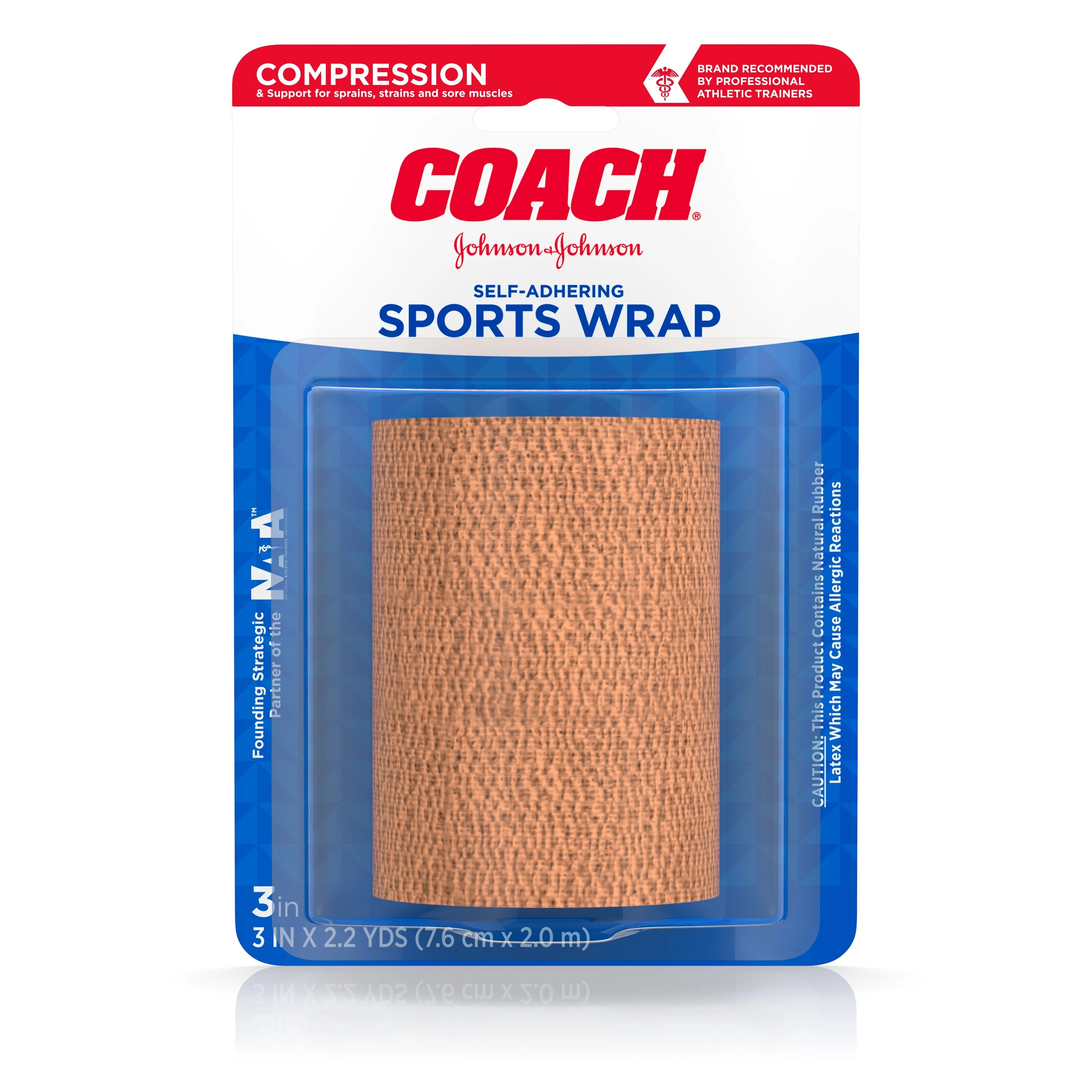 Johnson & Johnson Coach Self-Adhering Elastic Bandage, 3 in. x 2.5 yards