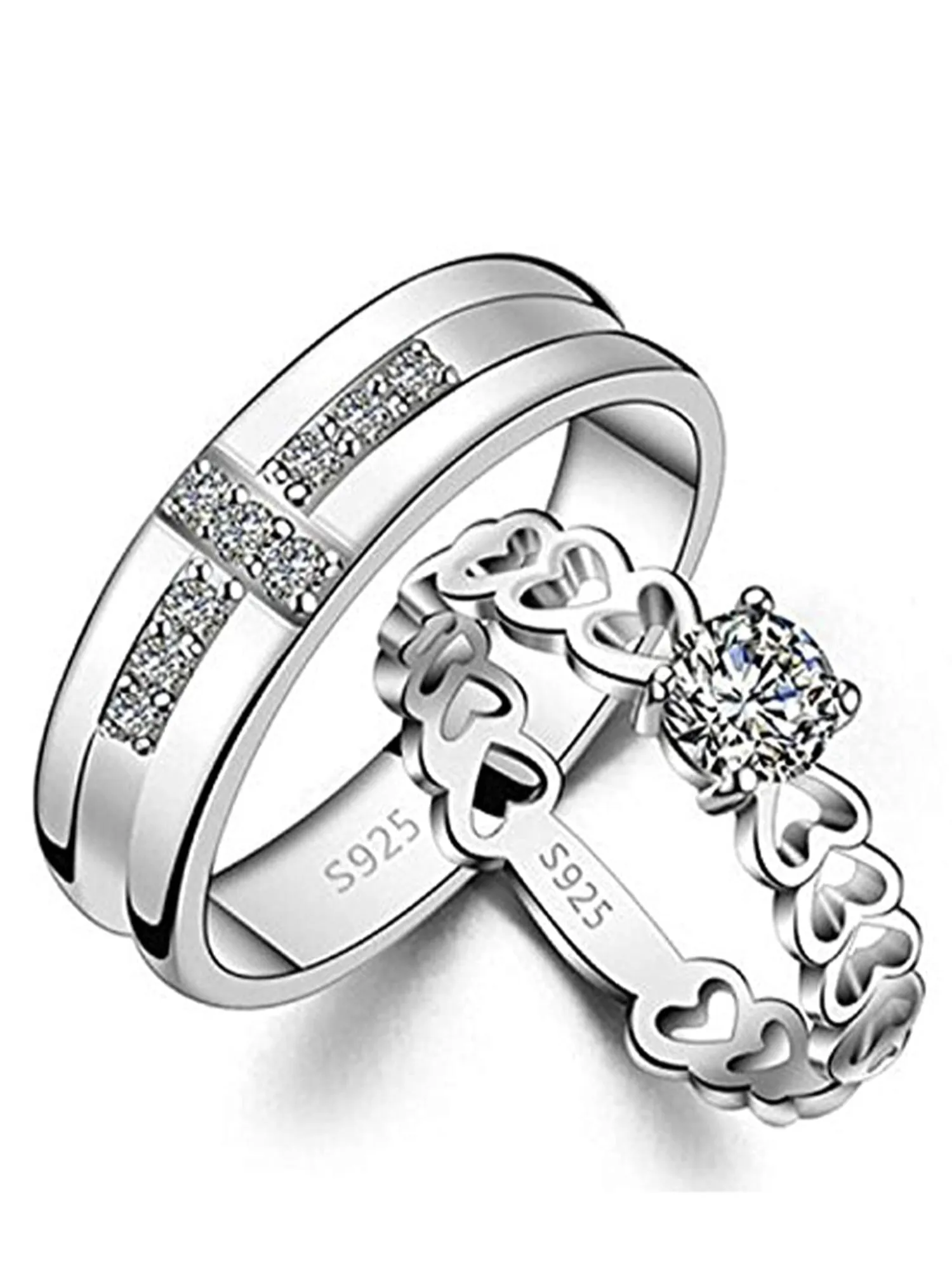 Karatcart Elegant Platinum Plated Couple Adjustable Ring for Men and Women
