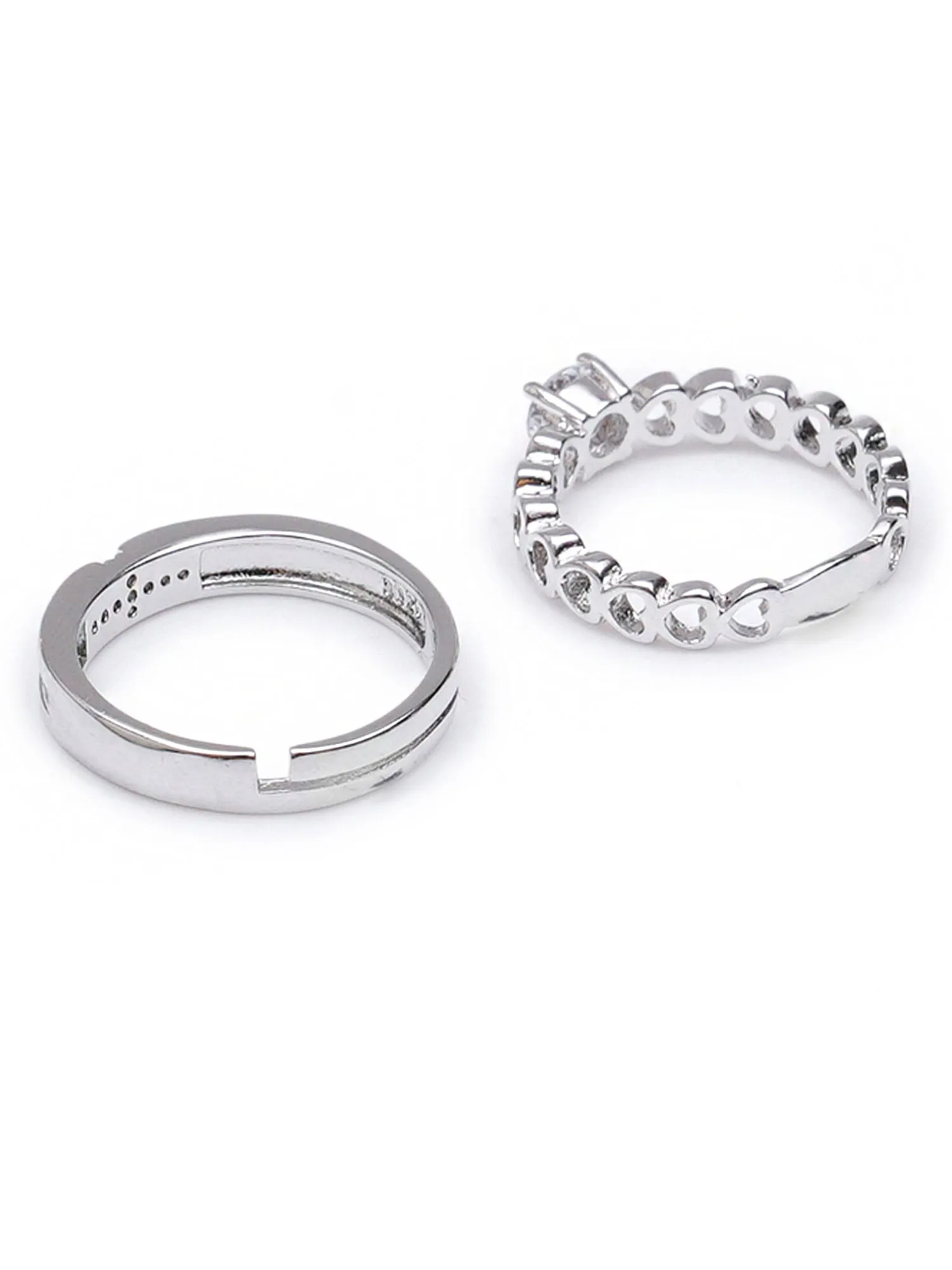 Karatcart Elegant Platinum Plated Couple Adjustable Ring for Men and Women
