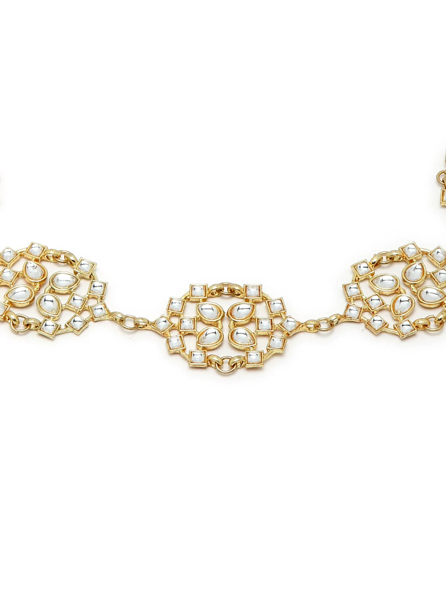 Karatcart Floral Shape Kundan Studded Gold Plated Handcrafted Hairband for Women