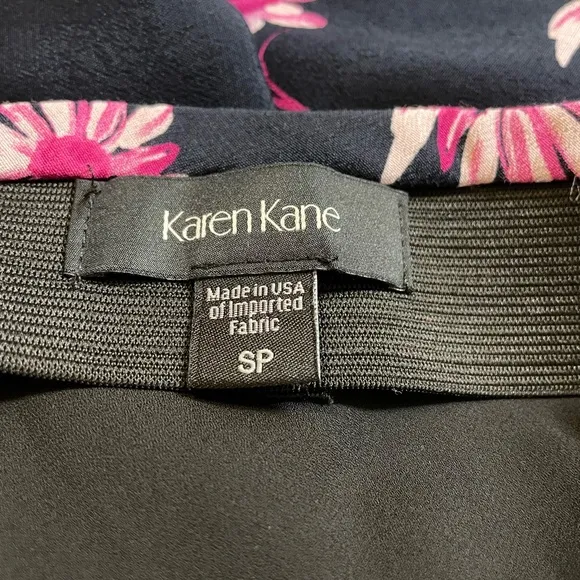 Karen Kane Blue Pink Floral Midi A-Line Skirt Size SP Color Berry Blue midi