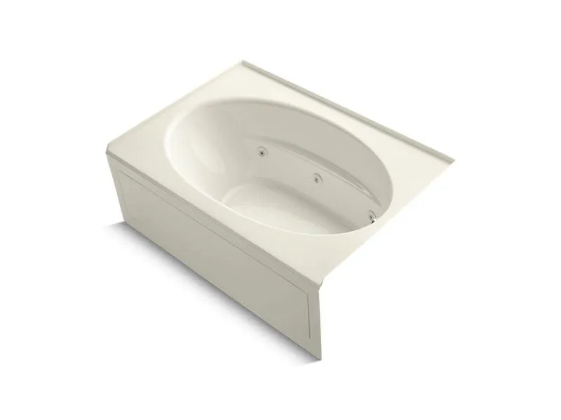 KOHLER K-1112-HR-0 Windward 60" x 42" alcove whirlpool with integral apron, right-hand drain and heater