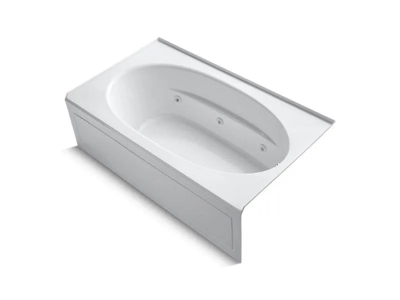KOHLER K-1114-HR-0 Windward 72" x 42" alcove whirlpool with integral apron, right-hand drain and heater