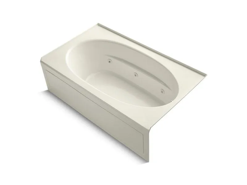 KOHLER K-1114-HR-0 Windward 72" x 42" alcove whirlpool with integral apron, right-hand drain and heater