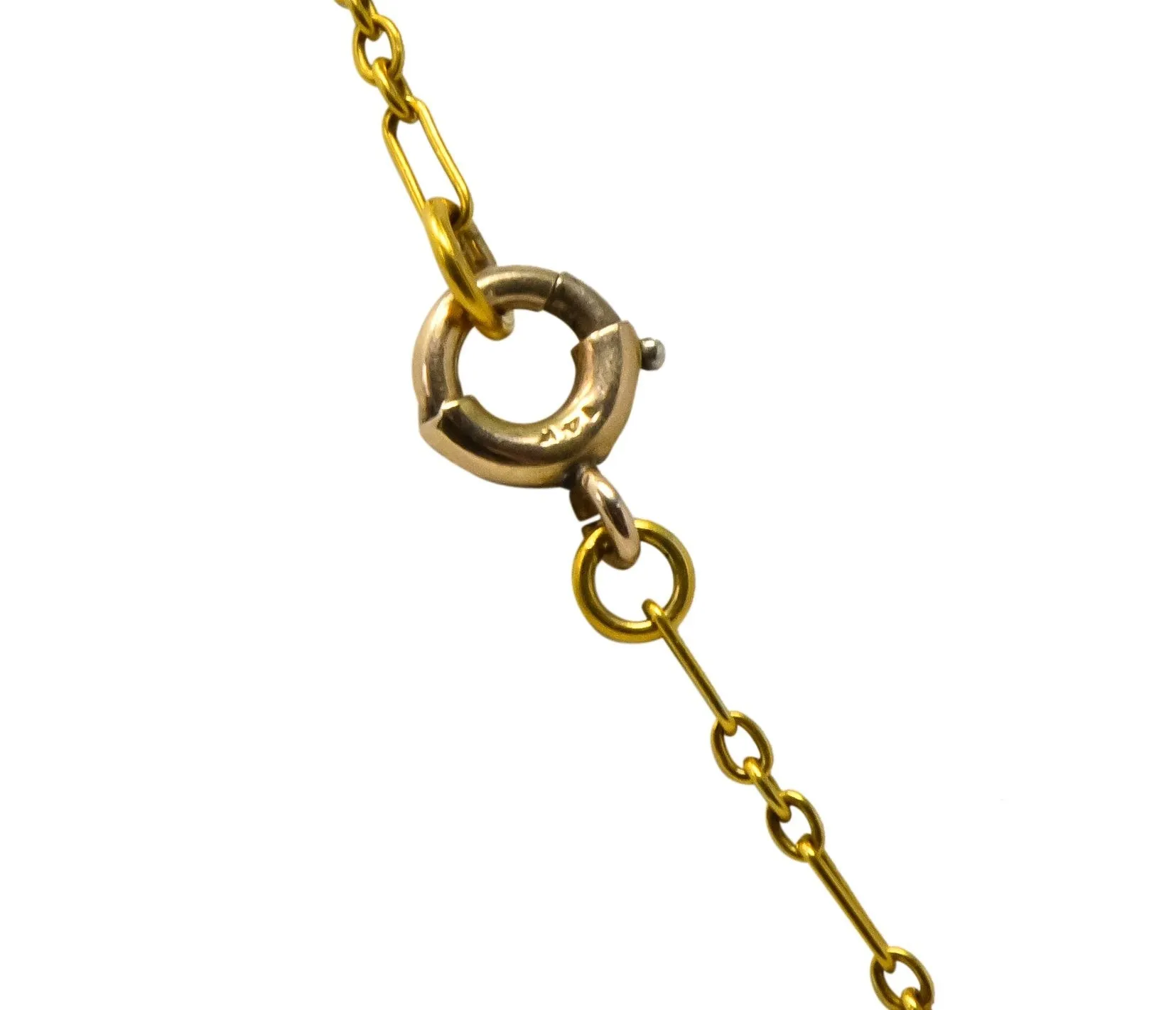 Krementz Art Nouveau 1.34 CTW Sapphire Pearl 14 Karat Gold Necklace