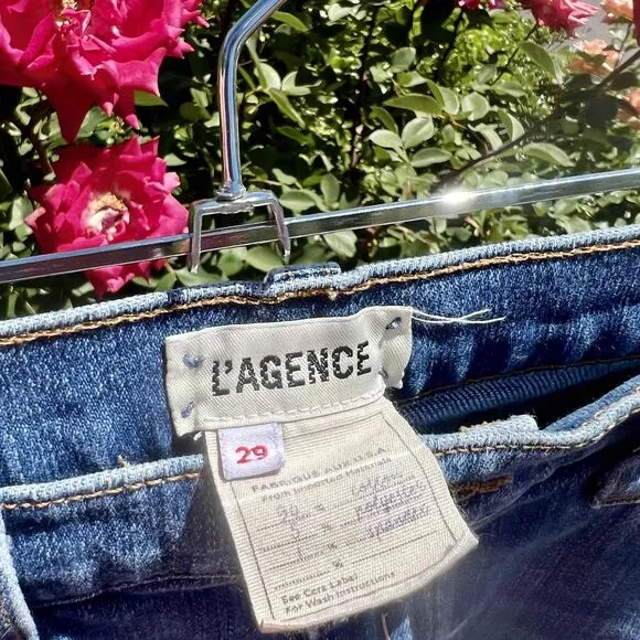L'Agence Ryland Denim Cutoff Shorts w/ Fray Hem in Medium Blue Womens Size 29