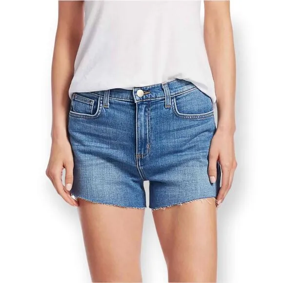L'Agence Ryland Denim Cutoff Shorts w/ Fray Hem in Medium Blue Womens Size 29
