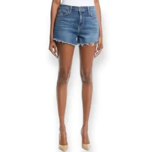 L'Agence Ryland Denim Cutoff Shorts w/ Fray Hem in Medium Blue Womens Size 29