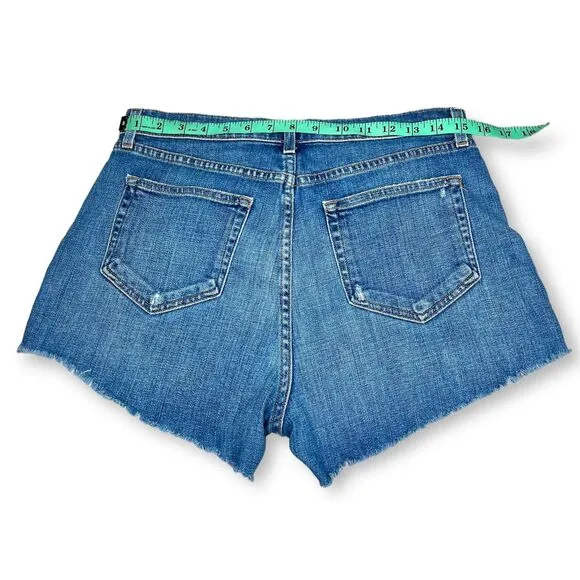 L'Agence Ryland Denim Cutoff Shorts w/ Fray Hem in Medium Blue Womens Size 29