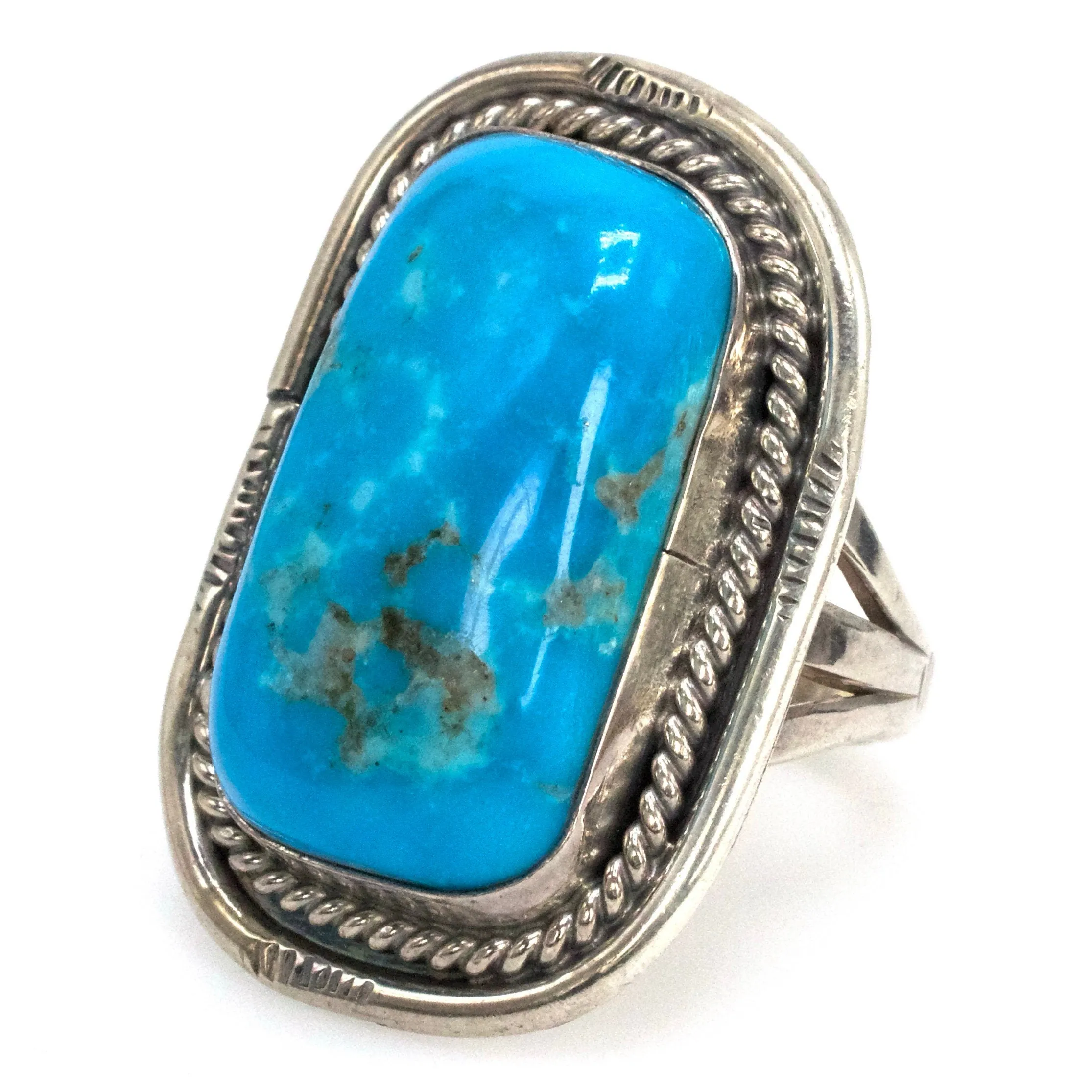 Large Estate Turquoise and Sterling Silver Ring