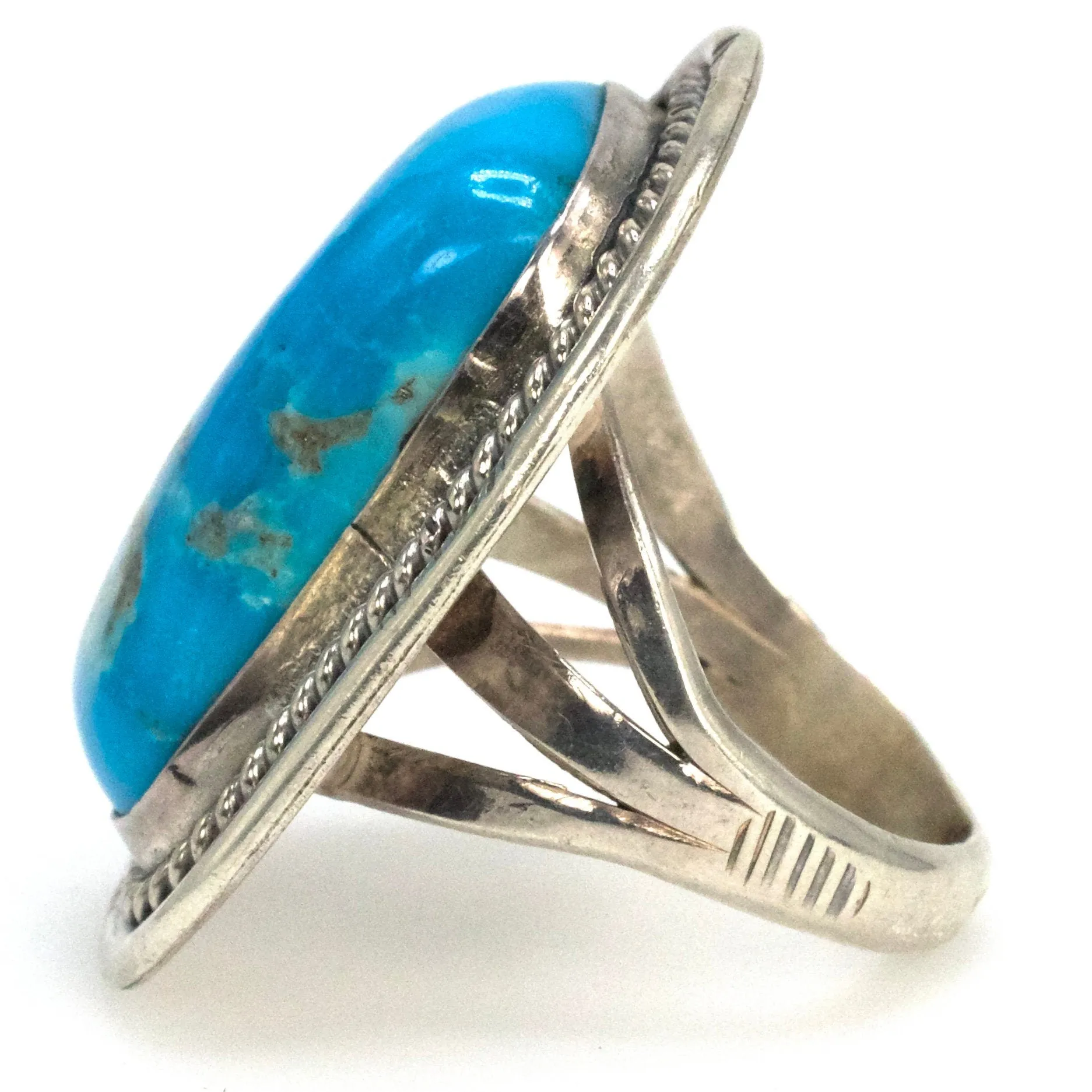 Large Estate Turquoise and Sterling Silver Ring