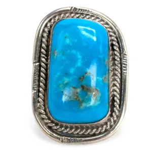 Large Estate Turquoise and Sterling Silver Ring
