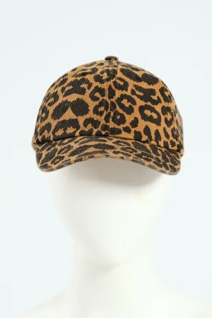 Leopard Print Washed Twill Cap - Brown