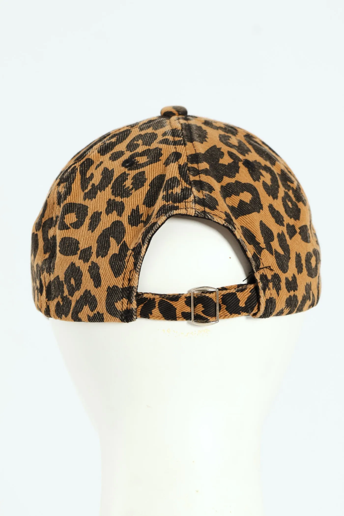 Leopard Print Washed Twill Cap - Brown