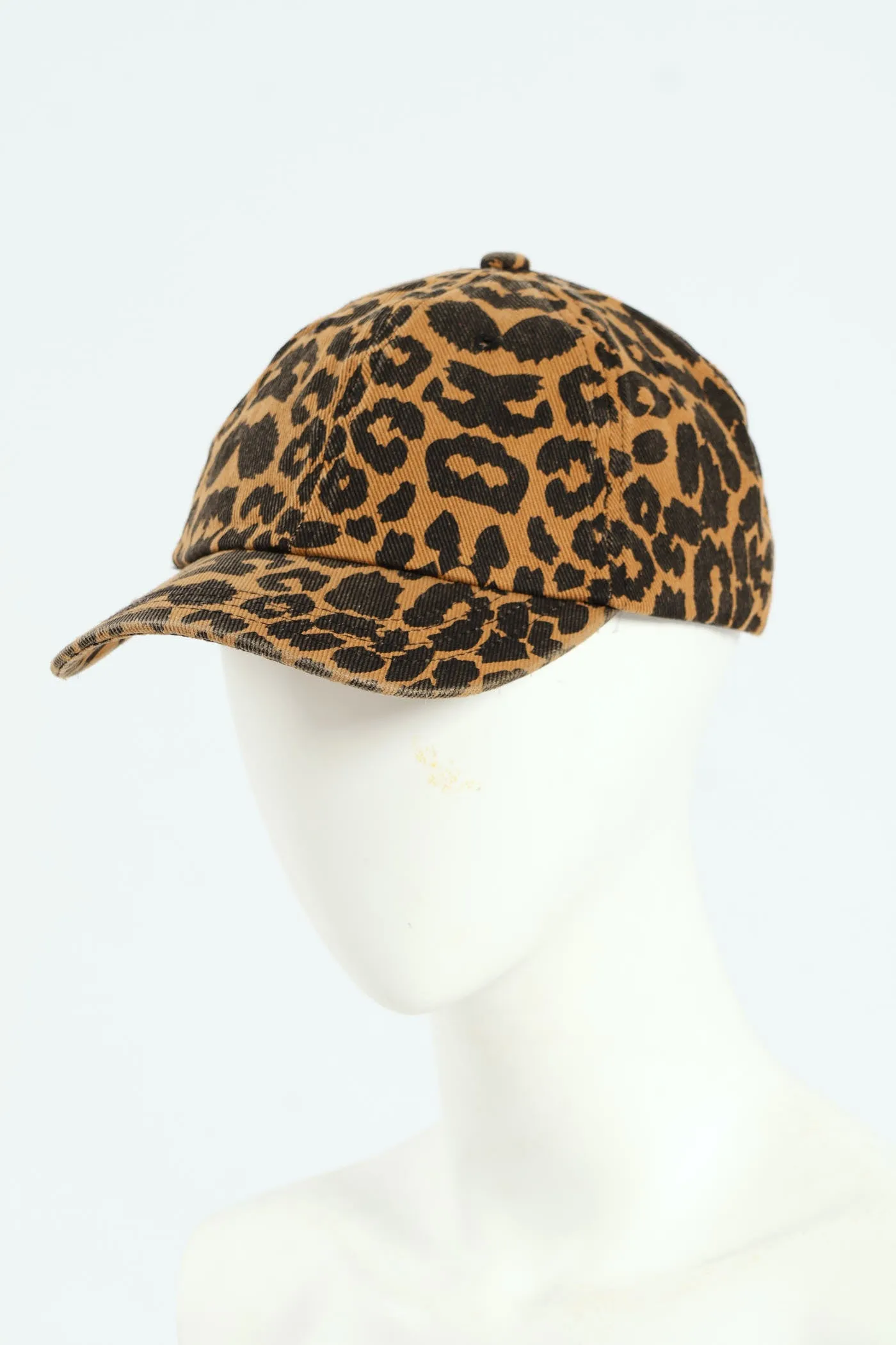 Leopard Print Washed Twill Cap - Brown