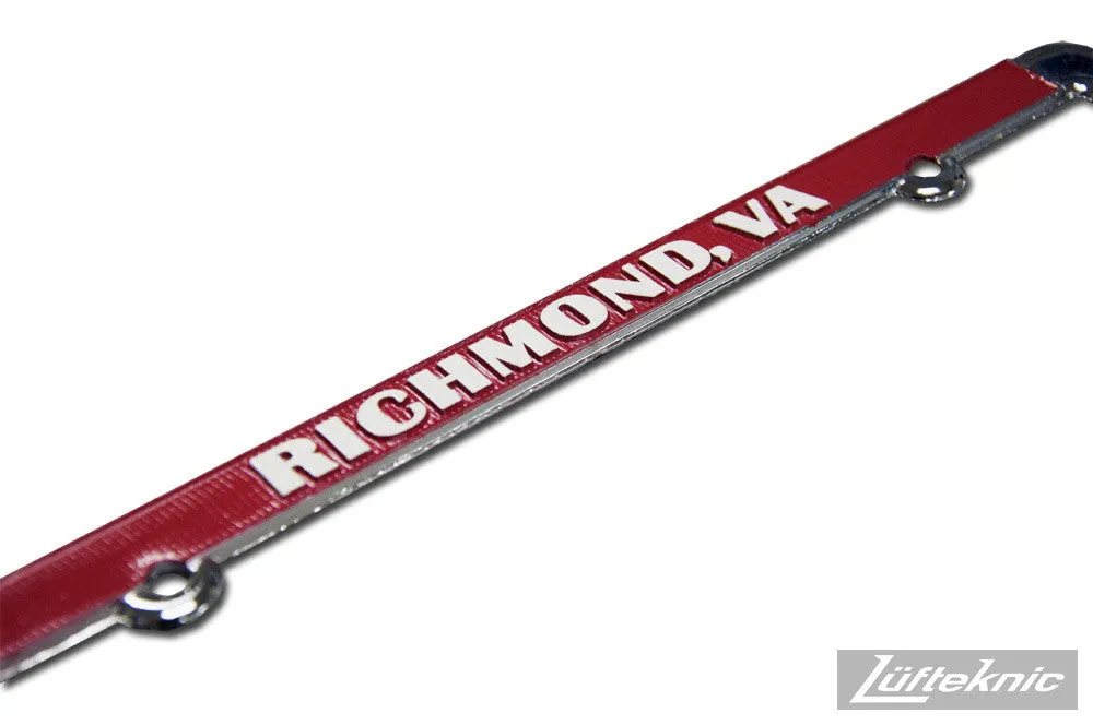 Lüfteknic license plate frame, 'vintage style' cast-zinc metal