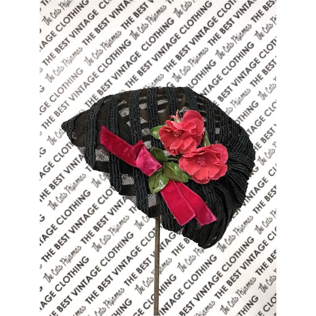 Lilly Dache Boutique Horsehair Straw Modified Cloche Hat 1930s/40s  RARE