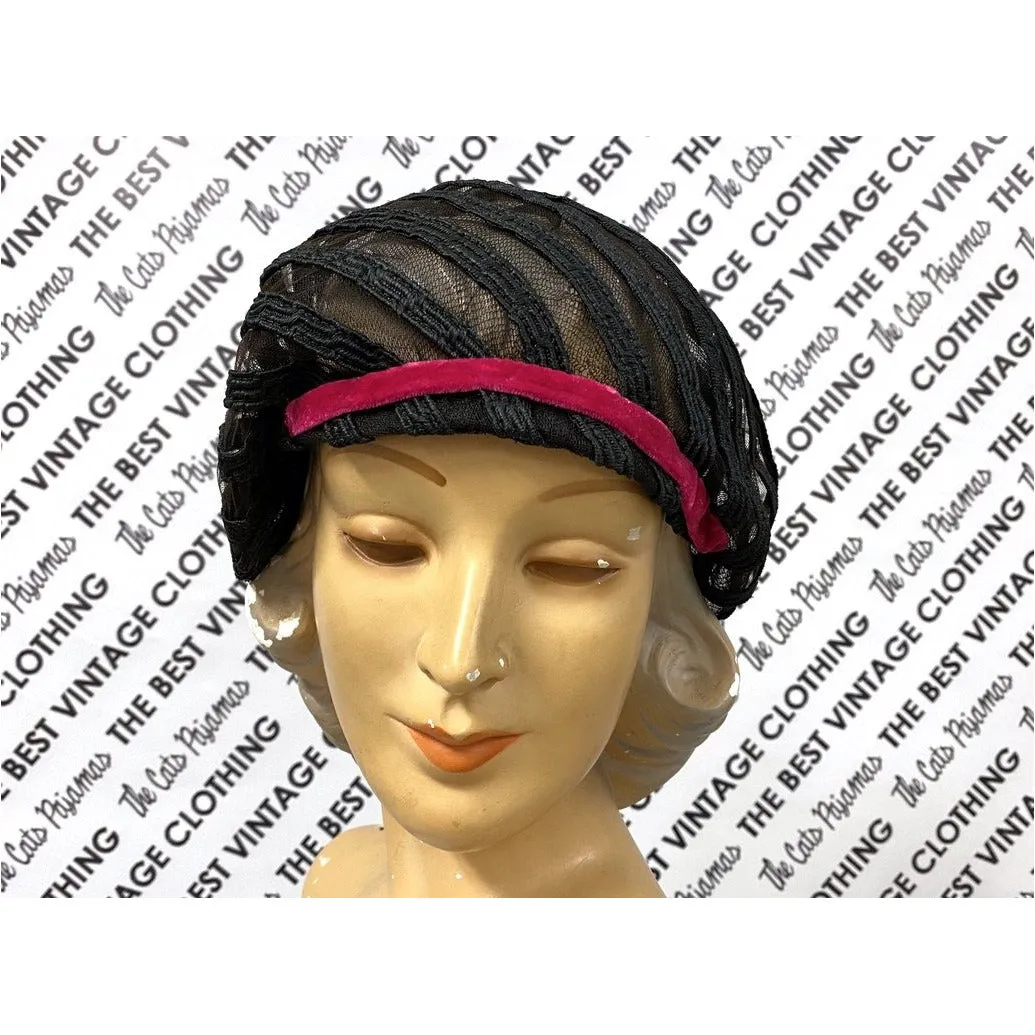 Lilly Dache Boutique Horsehair Straw Modified Cloche Hat 1930s/40s  RARE