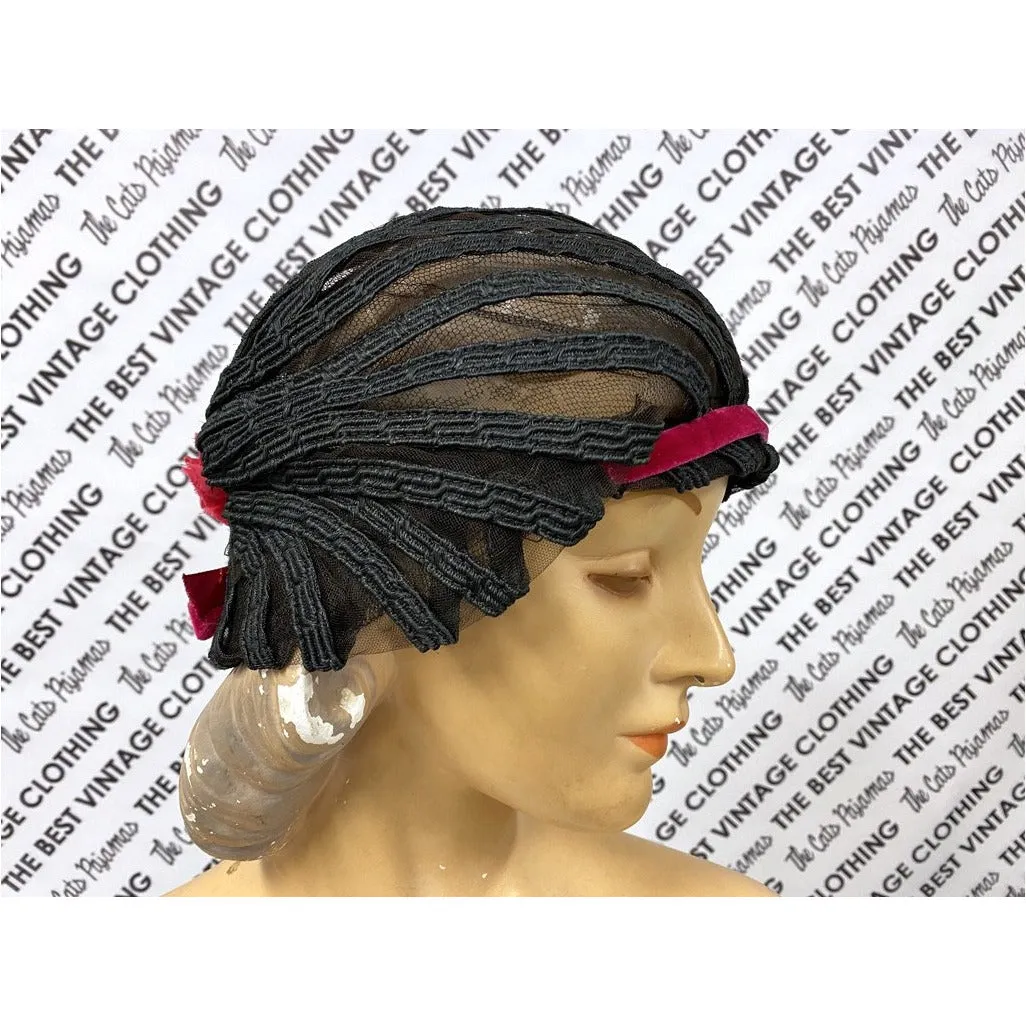 Lilly Dache Boutique Horsehair Straw Modified Cloche Hat 1930s/40s  RARE