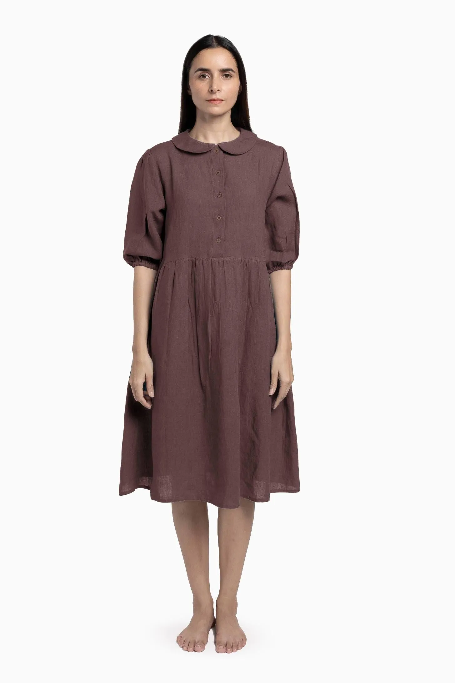 Linen Avra Dress-Pacific Blue