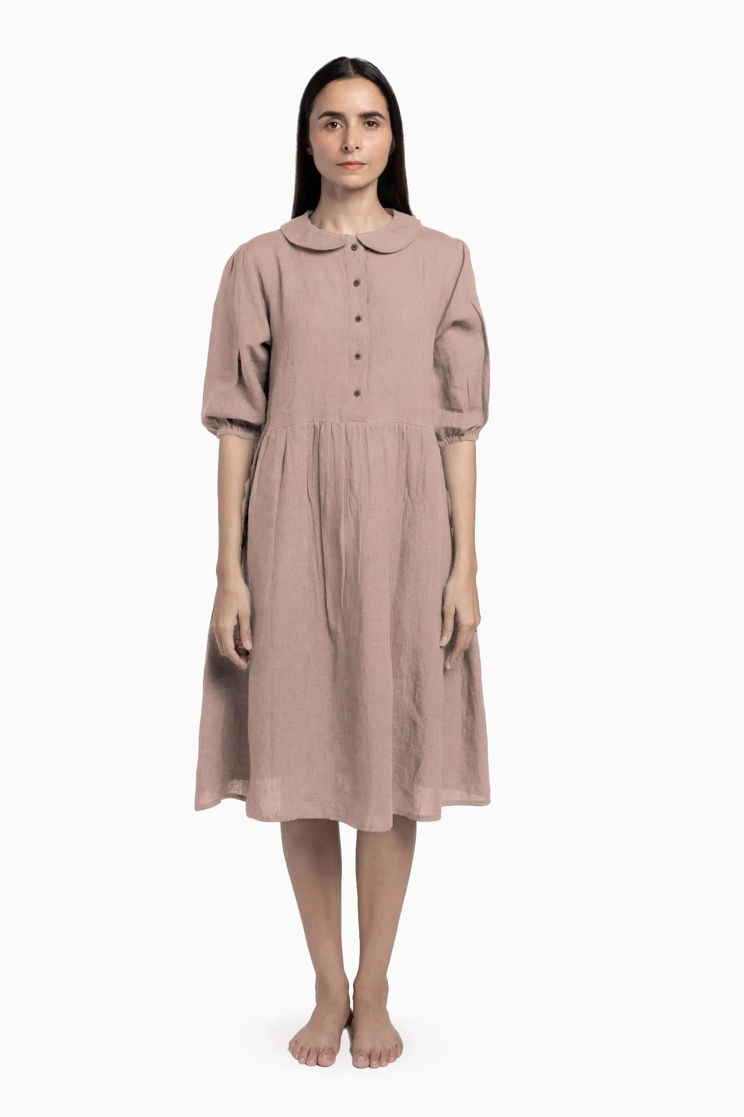 Linen Avra Dress-Pacific Blue