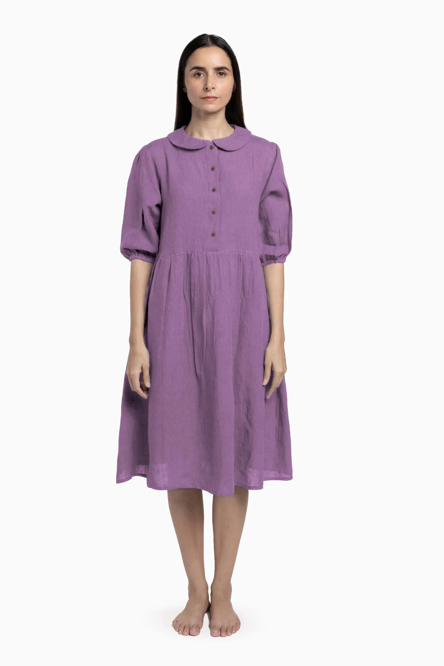 Linen Avra Dress-Pacific Blue