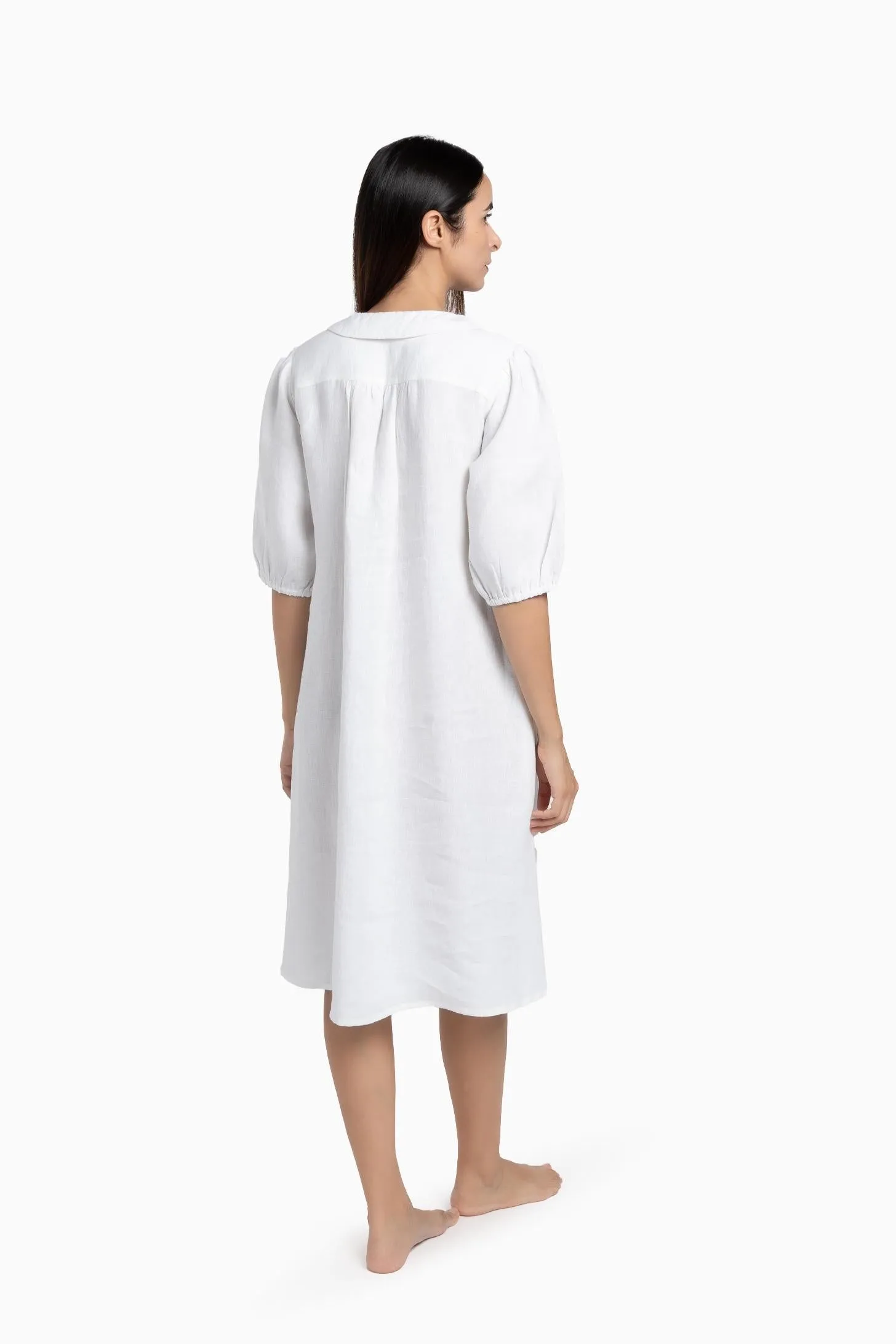 Linen Avra Dress-Pacific Blue