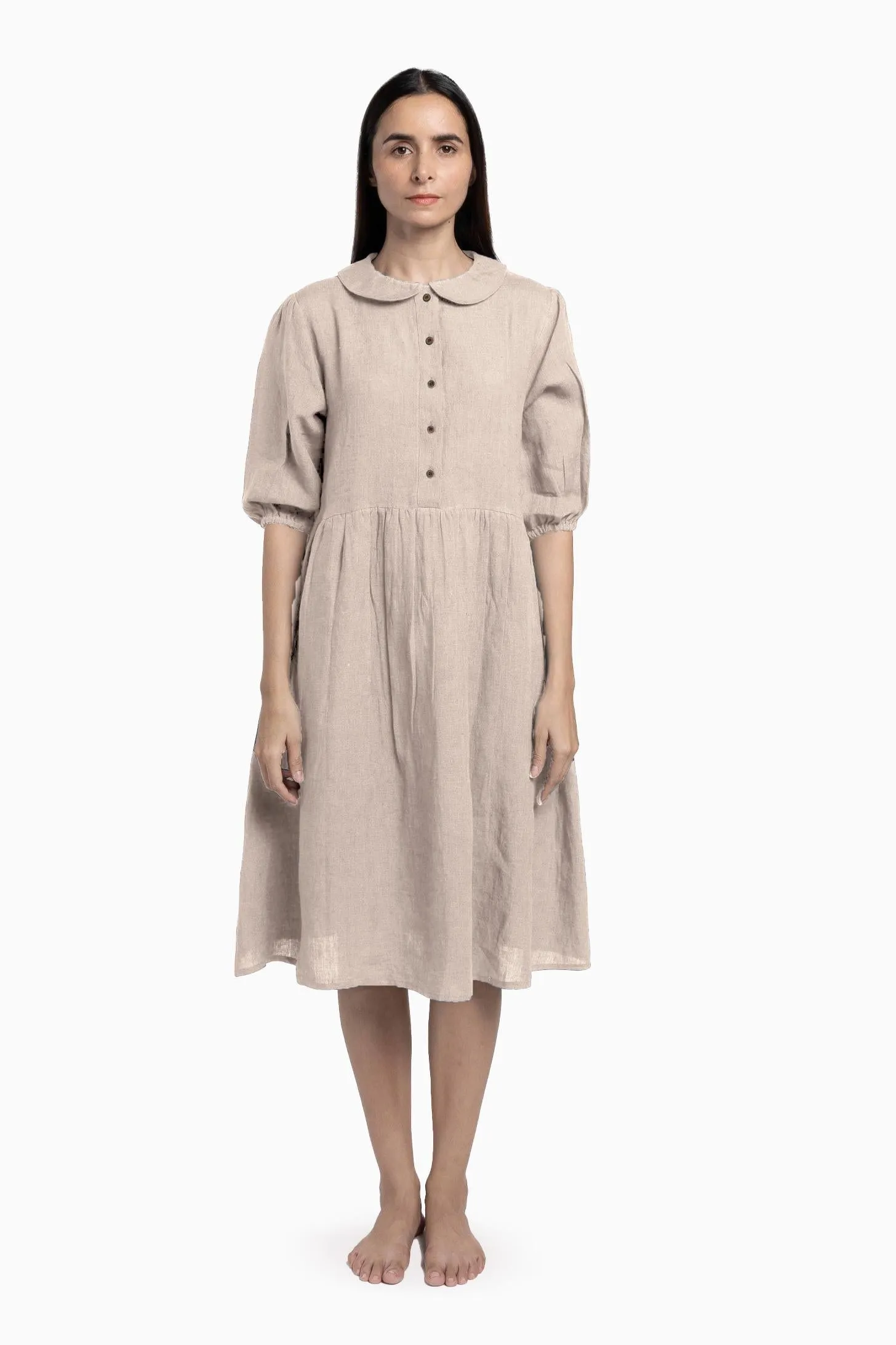 Linen Avra Dress-Pacific Blue
