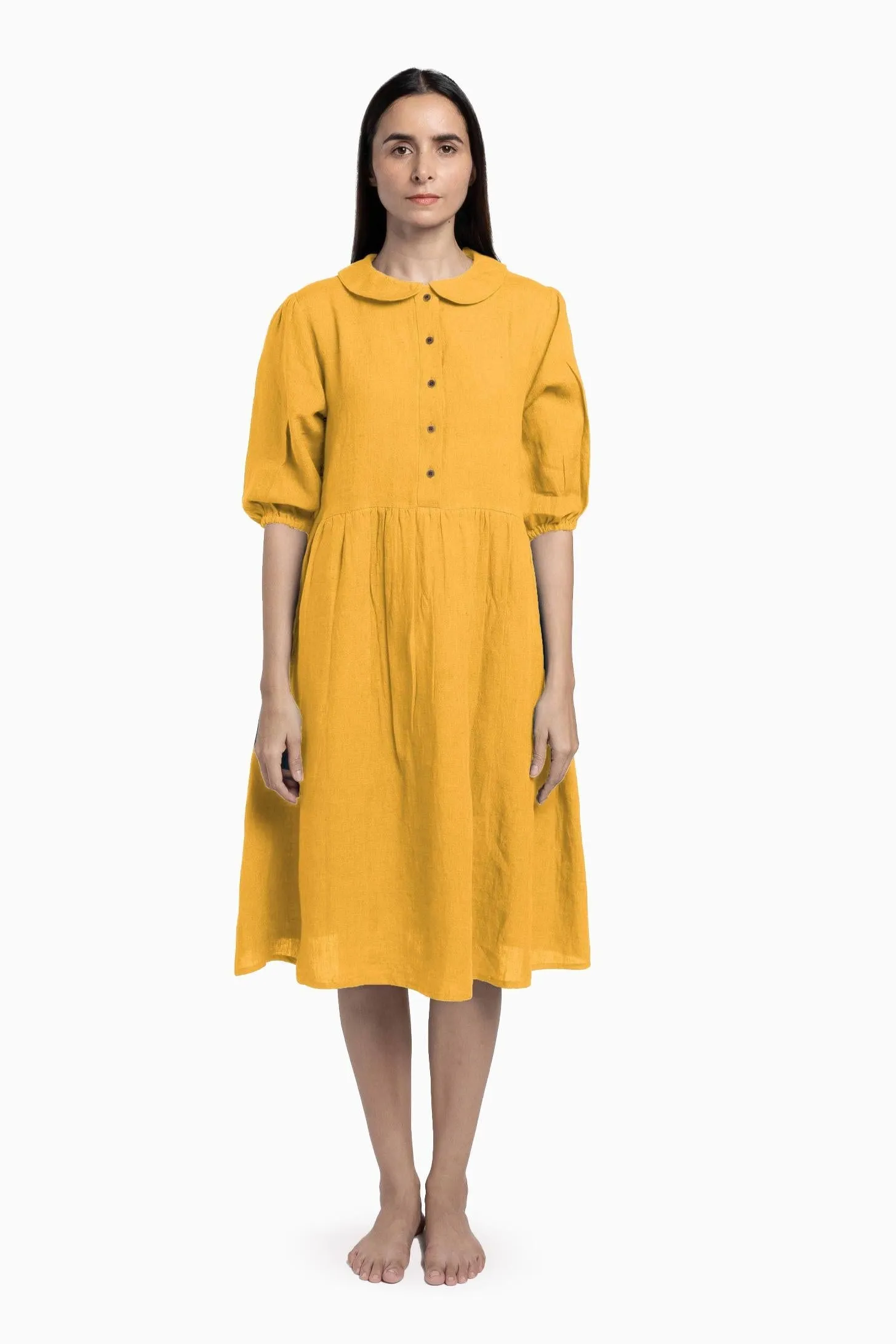 Linen Avra Dress-Pacific Blue