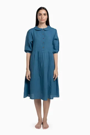 Linen Avra Dress-Pacific Blue