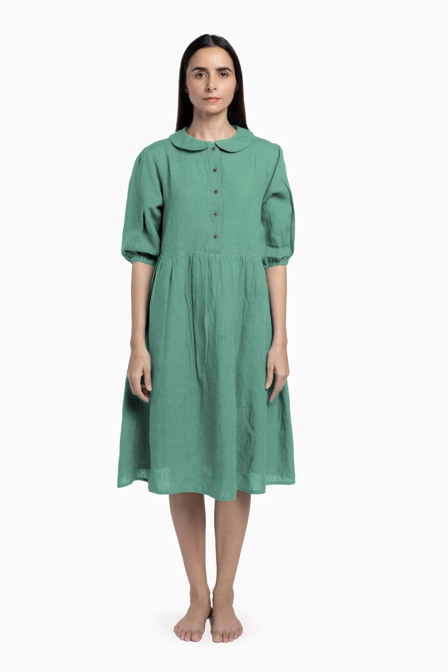 Linen Avra Dress-Pacific Blue