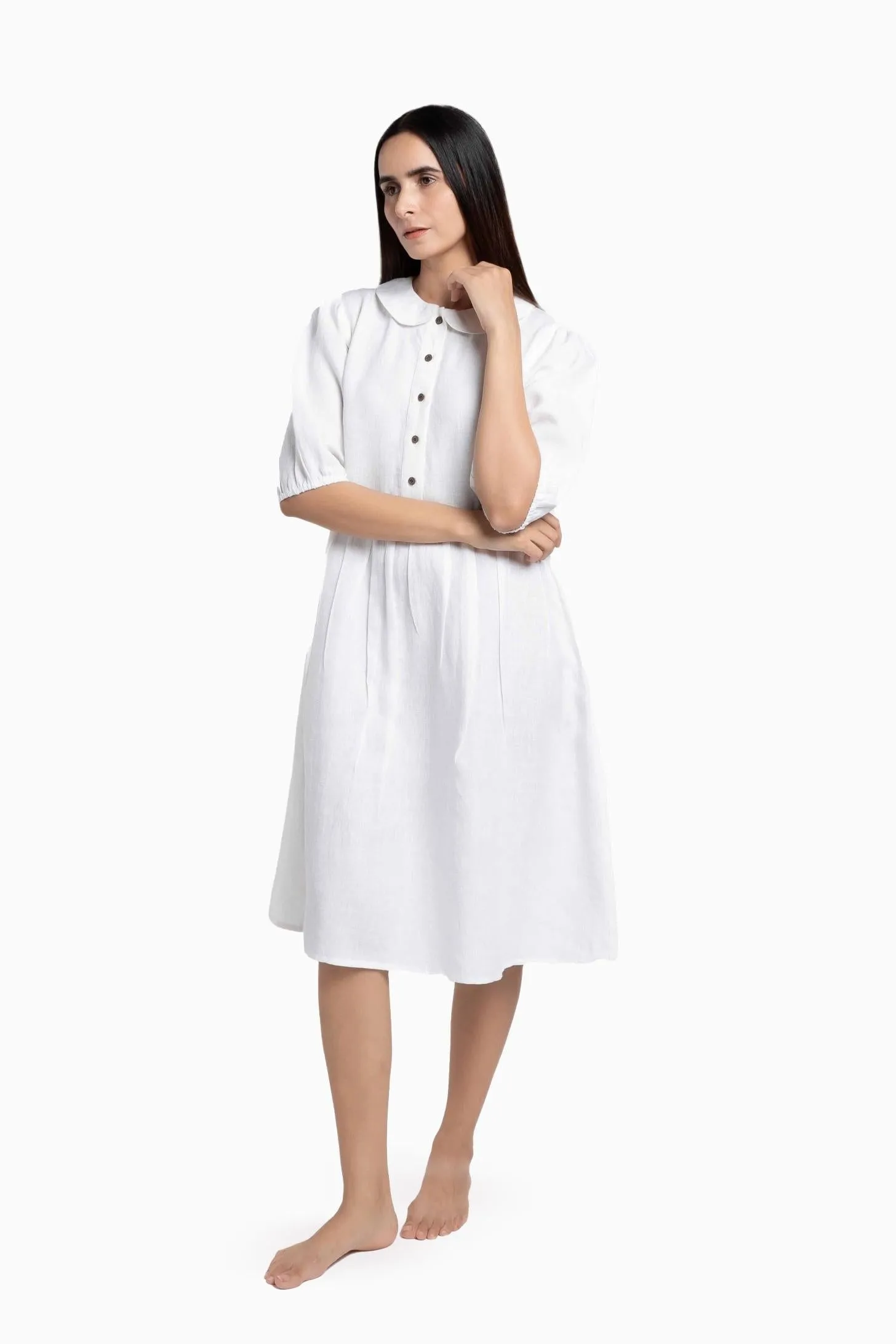 Linen Avra Dress-Pacific Blue