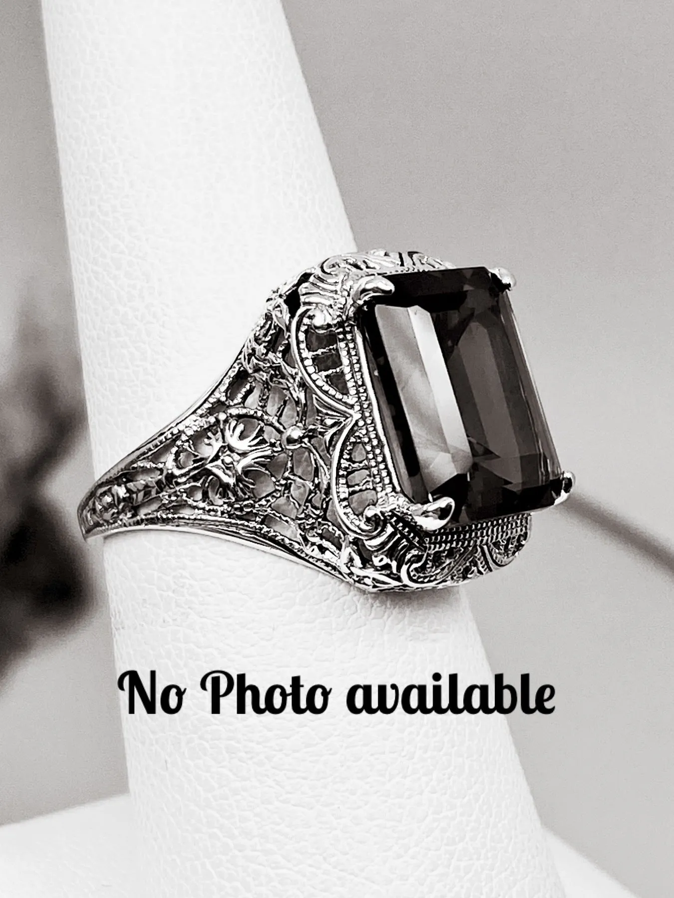 London Blue Autumn Ring, Natural or Simulated Rectangle Gem, Vintage Jewelry #D200