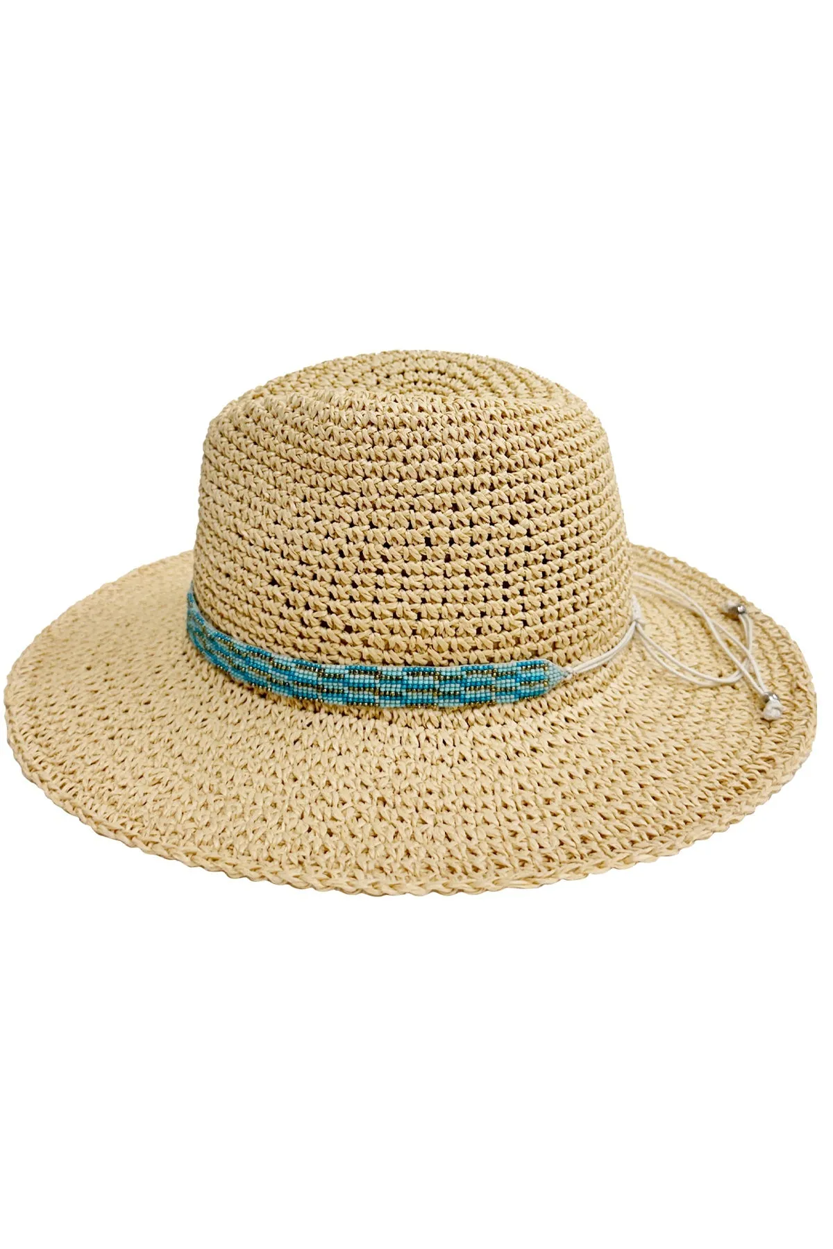 LULI HAT - Beaded Hat • Natural | Aqua