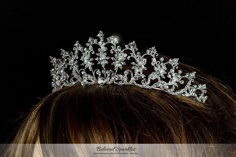 Lynette Vintage Filigree Crystal Silver Tiara