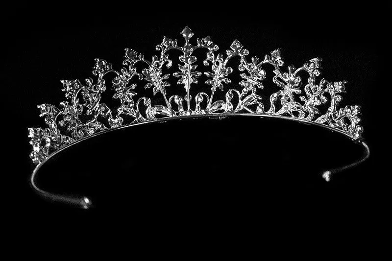 Lynette Vintage Filigree Crystal Silver Tiara