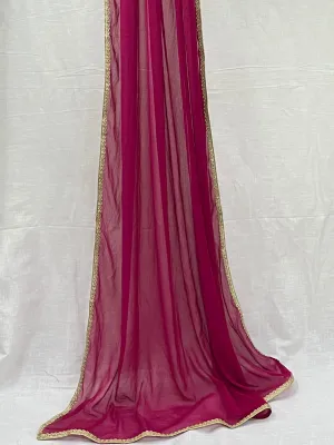 Magenta Chiffon Dupatta with Lace