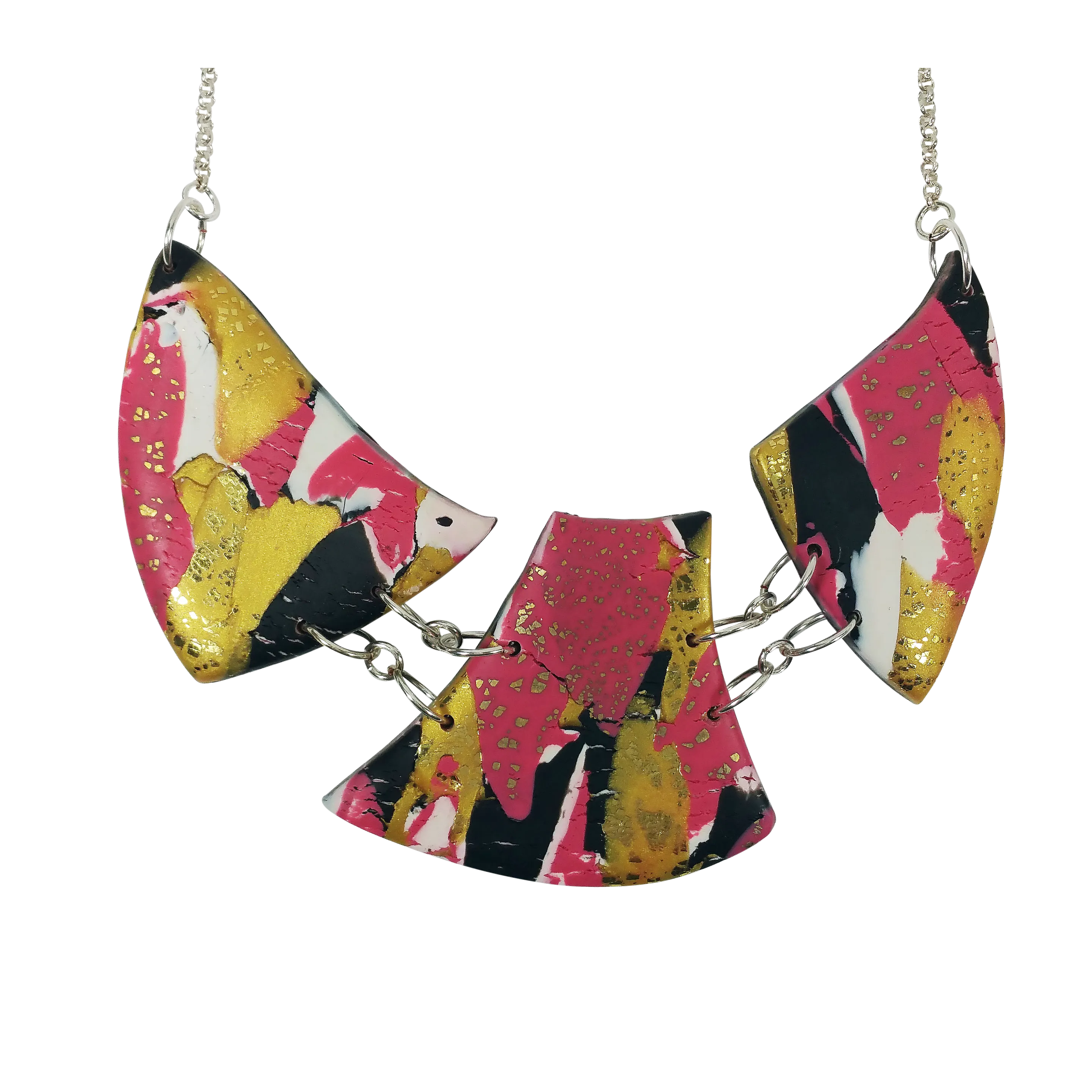 Marbled and Mosaic 3 Piece w/Link Necklace - A Day in Paris