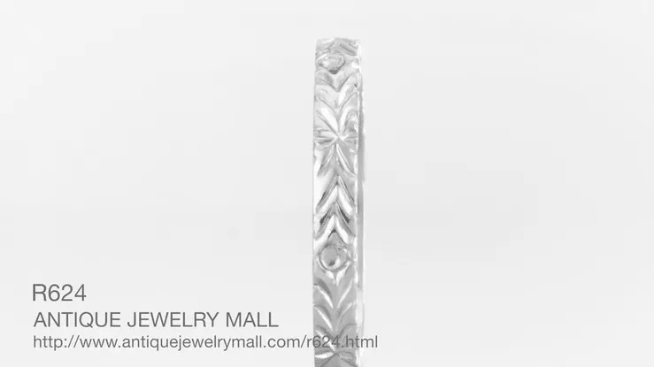 Mardi Gras Retro Carved Wedding Band in White Gold - 3mm Wide