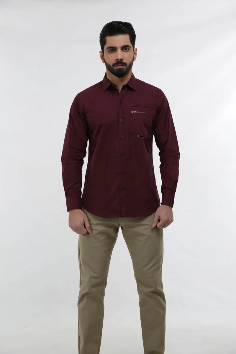 Maroon Casual Shirt FS Regular Fit