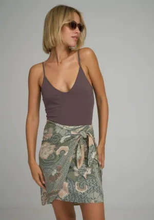 Martini Wrap Mini Skirt - Batik Sage